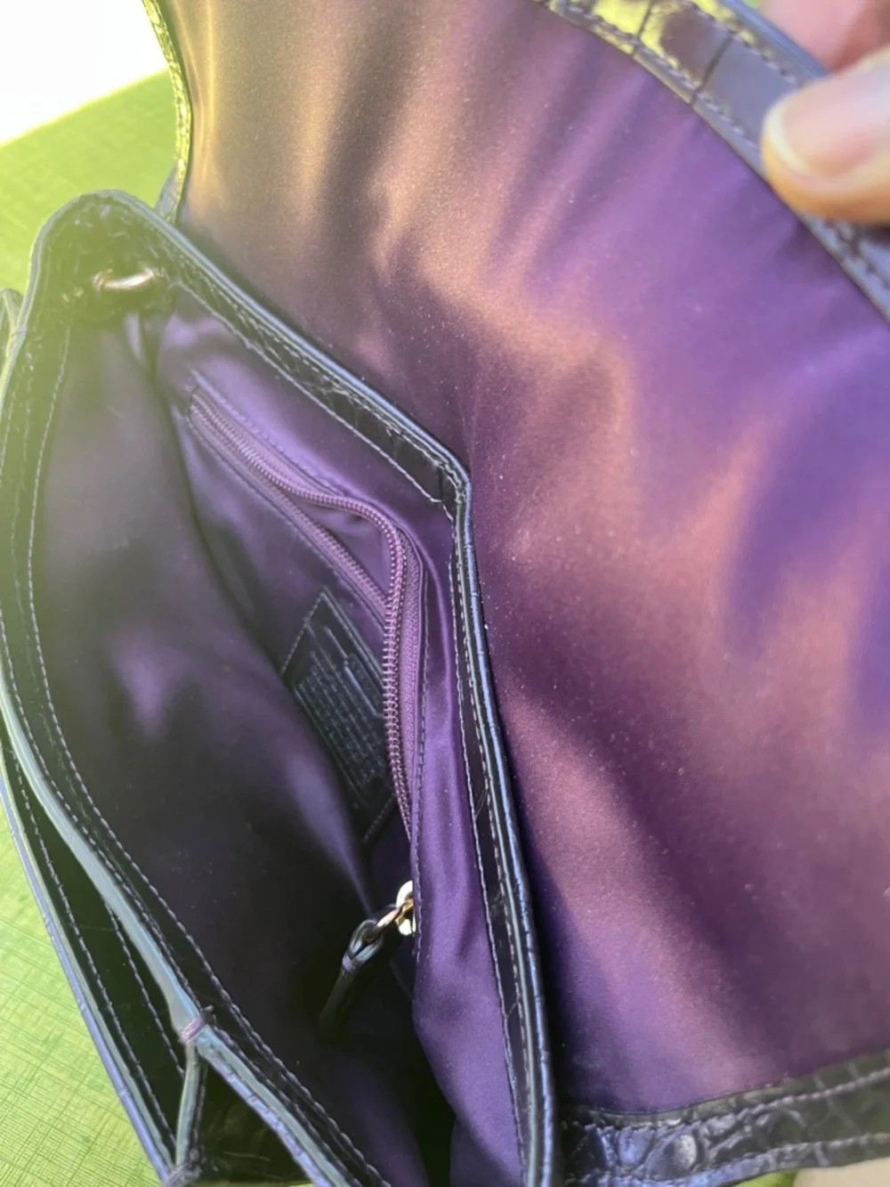 Coach Purple Croc-Embossed Leather Clutch with Gold-Tone Hardware - Picture 6 of 7